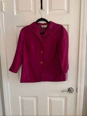 Vintage Nora noh  Magenta Three-Button Relaxed 100% silk shirt